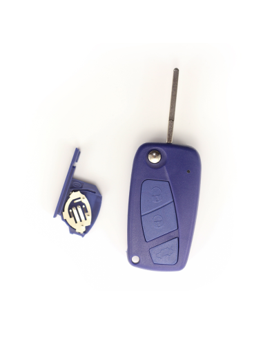 Folding key case, 3 buttons for Fiat blue