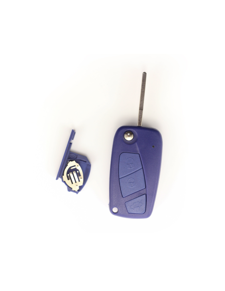 Folding key case, 3 buttons for Fiat blue