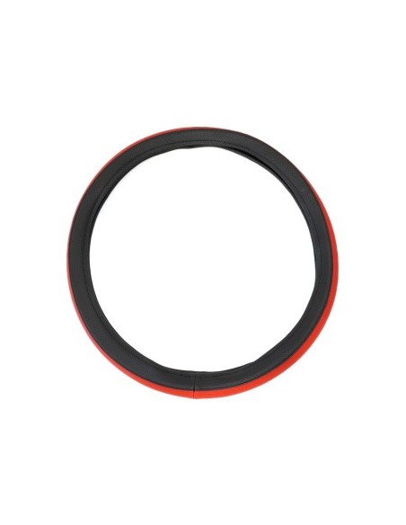 Red/Black Eco-Leather Steering Wheel Cover 44-48 cm