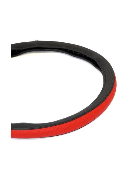 Red/Black Eco-Leather Steering Wheel Cover 44-48 cm