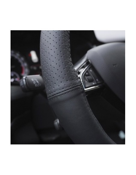 Husa Volan Din Piele Naturala Semi Perforata Negru 35-37 cm