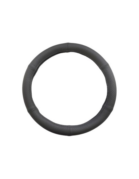 Genuine Leather Perforated Steering Wheel Cover Black 35-37 cm