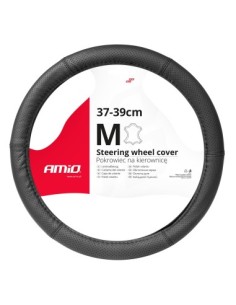 Amio Perforated Leather Steering Wheel Cover 37-39 cm Black