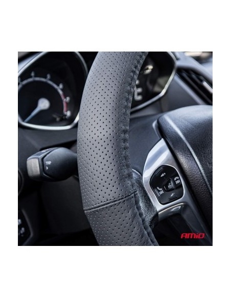 Amio Perforated Leather Steering Wheel Cover 37-39 cm Black