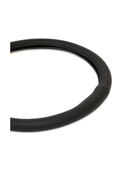Perforated Black Eco-Leather Steering Wheel Cover 44-48 cm
