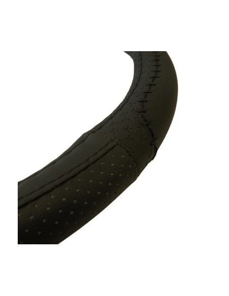 Black Eco-Leather Steering Wheel Cover 37-39 cm