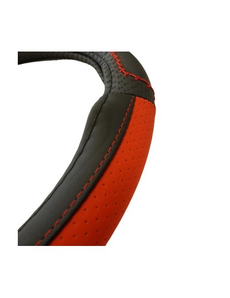 Red Eco-Leather Steering Wheel Cover 37-39 cm