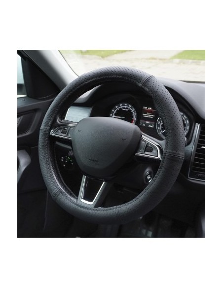 Husa Volan Din Piele Naturala Perforata Negru 42-44 cm
