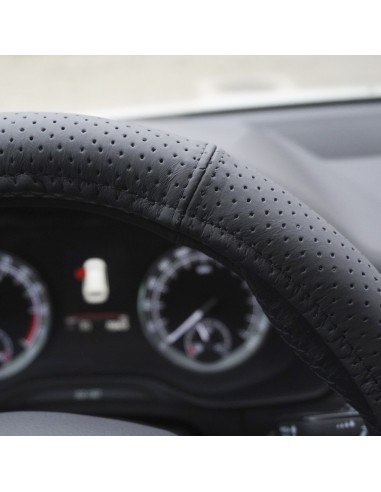 Black Perforated Natural Leather Steering Wheel...