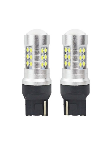 2 db Auto Fehér LED Izzó T20 W21W Canbus 24SMD, egyszerű intenzitás 12-24V