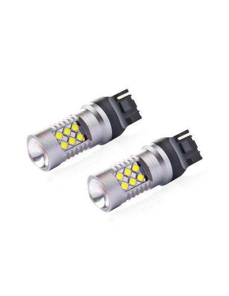 2 db Auto Fehér LED Izzó T20 W21W Canbus 24SMD, egyszerű intenzitás 12-24V