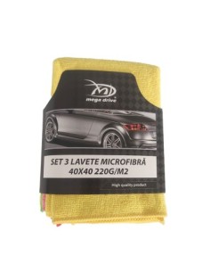 Set of 3 Microfiber Cloths 40X40 220G/M2 Mega Drive