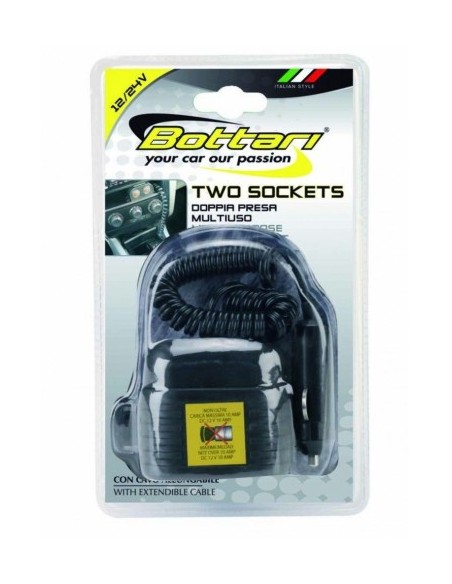 Double socket with extendable cable 12V/24V Bottari