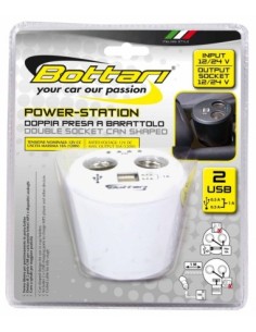 Double socket "Power station" with 2 USB ports 1Amp Bottari 2