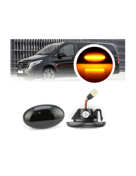 Set of 2 Smoke LED Wing Indicators for Mercedes Vito, Citan, A-Class, SMART