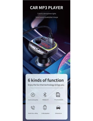FM Modulator 12-24V Bluetooth 5.0 with Fast...