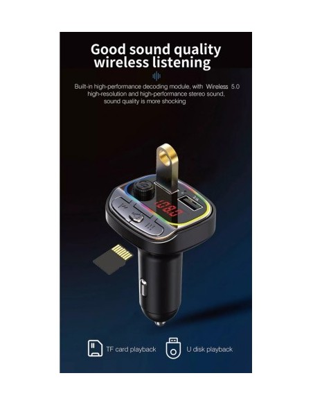 FM Modulator 12-24V Bluetooth 5.0 with Fast Charge Car Charger Function - C21
