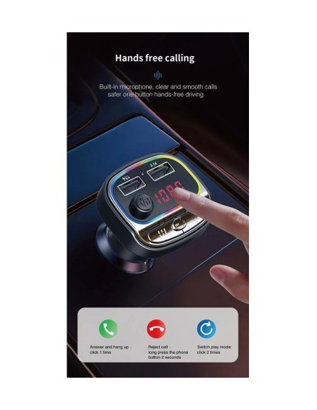 FM Modulator 12-24V Bluetooth 5.0 with Fast Charge Car Charger Function - C21