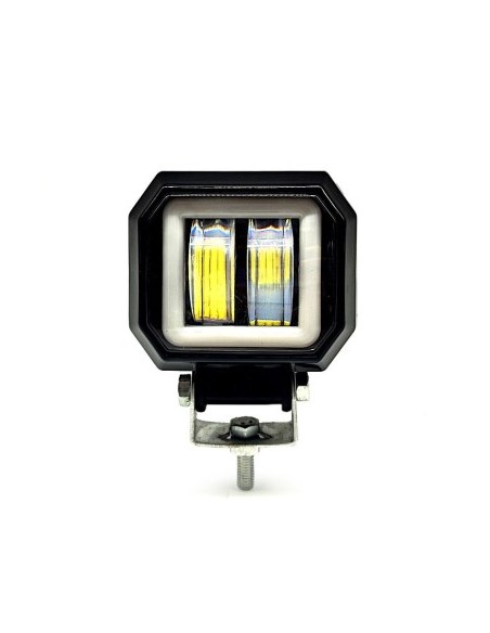 LED проектор с angel eyes за офроуд автомобили, мотоциклети, ATV, 20W мощност, 1800 лумена яркост