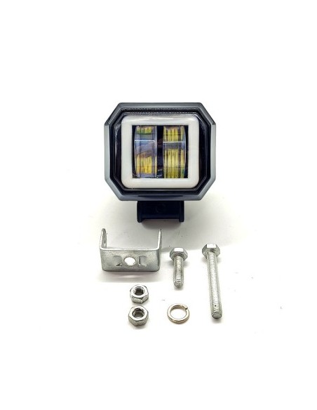 LED проектор с angel eyes за офроуд автомобили, мотоциклети, ATV, 20W мощност, 1800 лумена яркост