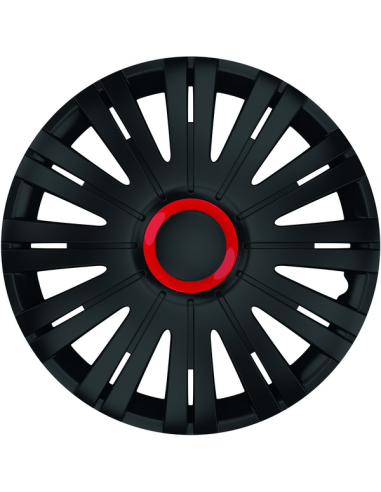 Set of 16` black wheel caps with red ring...