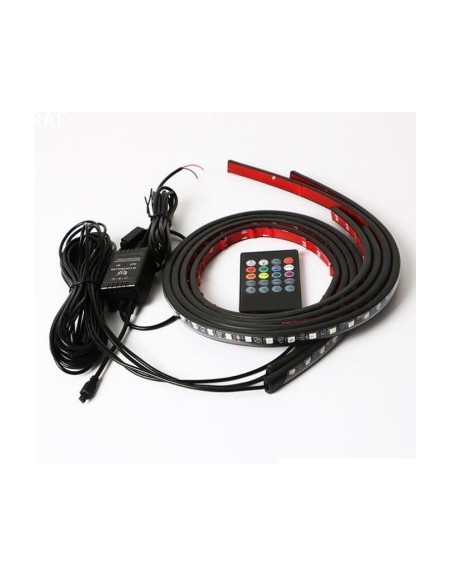 RGB Multicolor Under Car Lighting Kit with Remote Control and Phone App 12V, 2x90cm and 2x60cm