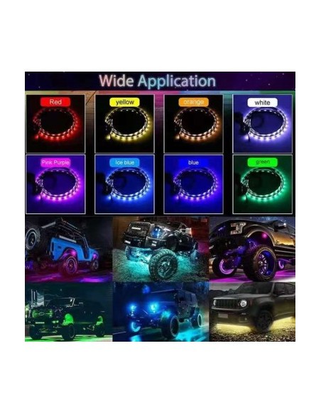 RGB Multicolor Under Car Lighting Kit with Remote Control and Phone App 12V, 2x90cm and 2x60cm