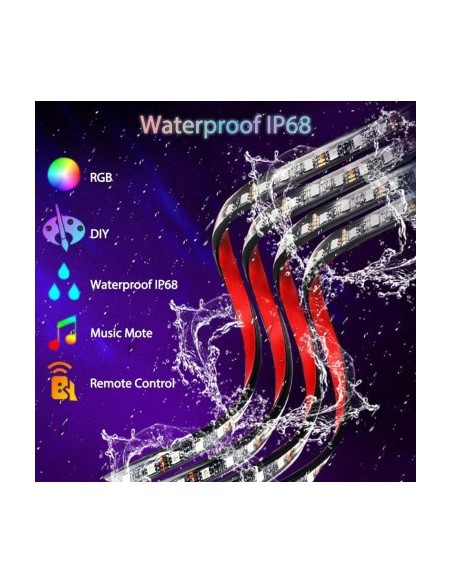RGB Multicolor Under Car Lighting Kit with Remote Control and Phone App 12V, 2x90cm and 2x60cm