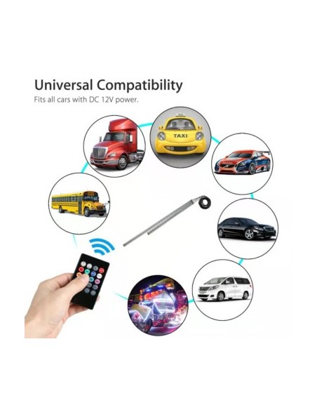 RGB Multicolor Under Car Lighting Kit with Remote Control and Phone App 12V, 2x90cm and 2x60cm