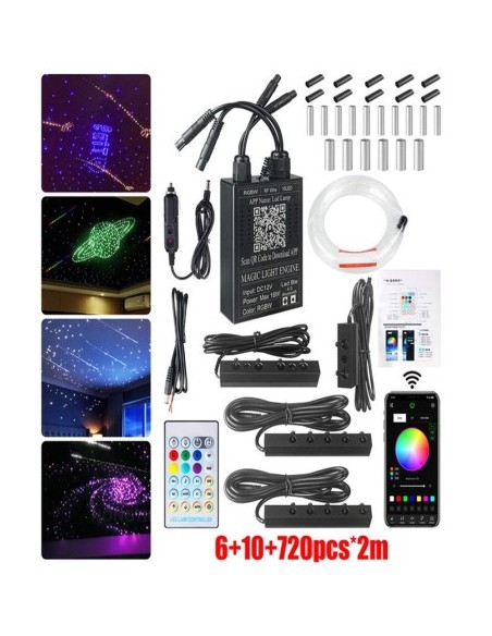 Starry Ceiling Kit + falling stars 16W RGBW 720 wires at 2m combined