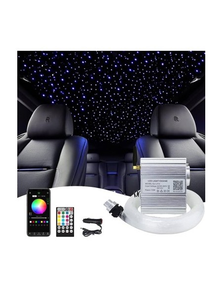 RGBW Twinkle Star Ceiling Fiber Optic Kit with 550 Fibers, 3M Length, 0.75mm Thickness with Phone App and Remote Control