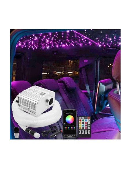 RGBW Twinkle Star Ceiling Fiber Optic Kit with 300 Fibers, 2M Length, 0.75mm Thickness with Phone App and Remote Control