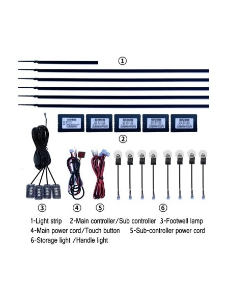 Wireless Ambient Light Kit with LED, Acrylic 18 in 1 - Doors, Dashboard, Handles