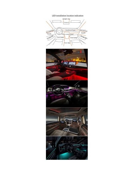 Wireless Ambient Light Kit with LED, Acrylic 18 in 1 - Doors, Dashboard, Handles