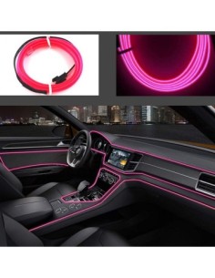 Electroluminescent Neon Wire 2m with Pink Light with Switch and Lighter Plug