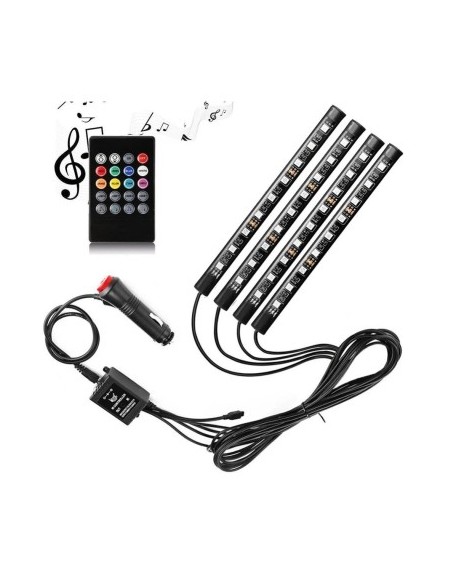 Комплект 4 RGB атмосферни светлини с дистанционно управление, 12V, 9 LED, 17 см LAL-9