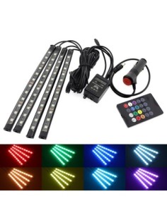 Kit 4 Lumini Ambientale RGB cu telecomanda, 12V, 12 LED,...