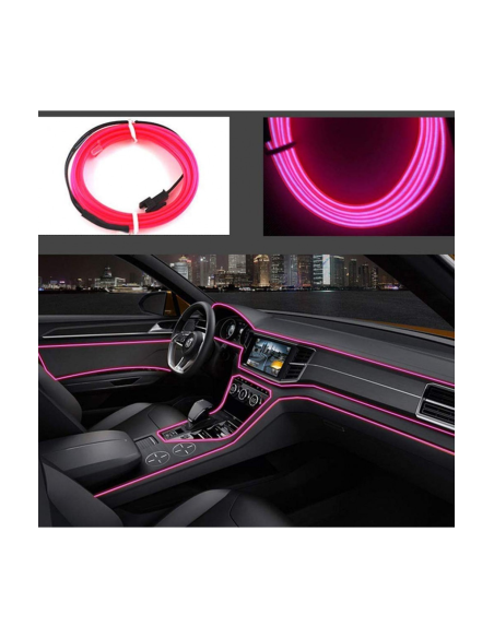 Electroluminescent Neon Wire El Wire 3m with Pink Light, Droser and Cigarette Lighter Plug