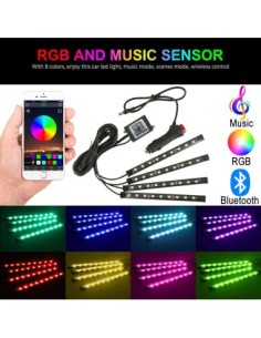Kit 4 Ambient Φώτα RGB με Bluetooth Εφαρμογή Τηλεφώνου,... 2