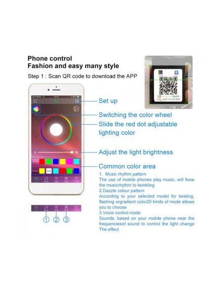 Kit 4 Ambient RGB Lights with Bluetooth Phone App, 12V, 18 LED, 32 cm LAL-18