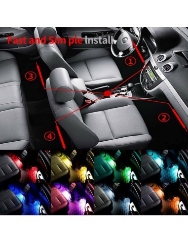 Kit 4 Ambient RGB Lights with Bluetooth Phone...