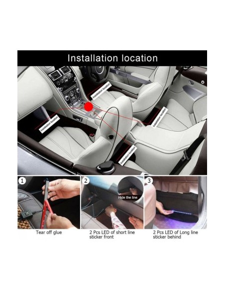Kit 4 Ambient RGB Lights with Bluetooth Phone App, 12V, 18 LED, 32 cm LAL-18