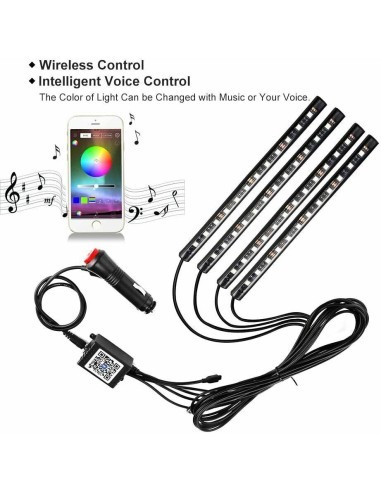 Kit 4 Ambient Lights RGB with Bluetooth Phone...