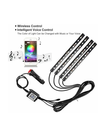 Kit 4 Ambient Lights RGB with Bluetooth Phone App, 12V, 12 LED, 22 cm LAL-12