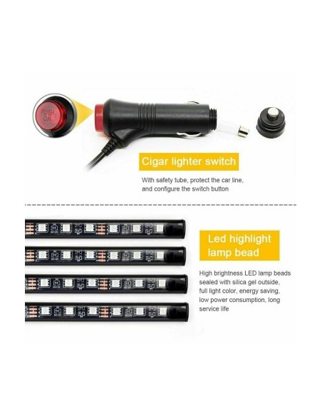 Kit 4 Ambient Lights RGB with Bluetooth Phone App, 12V, 12 LED, 22 cm LAL-12