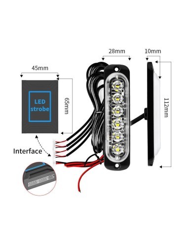Kit of 4 Orange Strobe Lights 12/24V with...