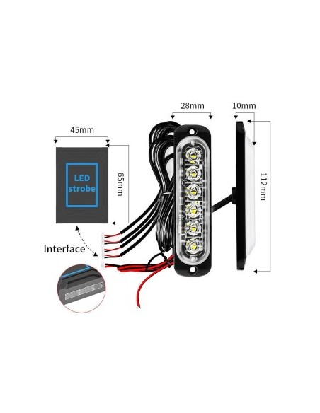 Kit of 4 Orange Strobe Lights 12/24V with Wireless Remote Control