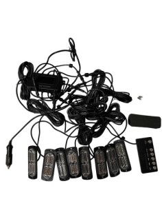 Kit of 8 Orange Strobe Lights 12/24V with Wired Remote...