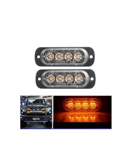 LED Strobe Light with 4 LEDs, ORANGE Light, 12V-24V WL-52025T-4LED-ORANGE