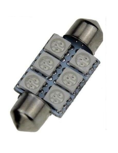 Red LED Car Light with 6 SMD 36 mm